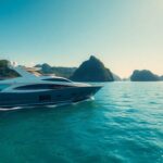 Foreign yacht sailing in Indonesian waters near islands.