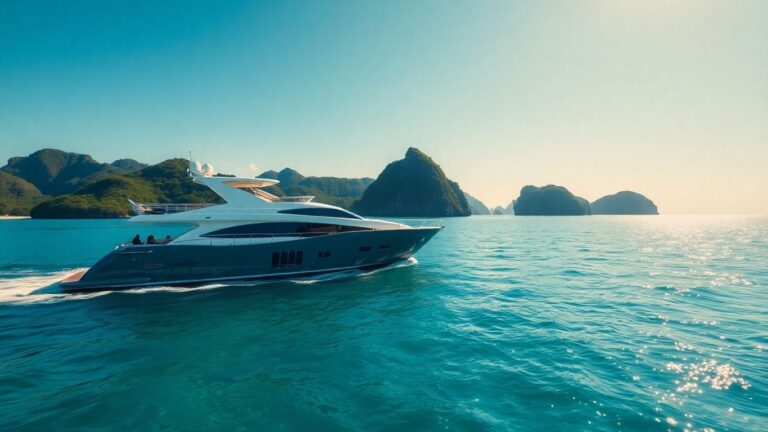 Foreign yacht sailing in Indonesian waters near islands.